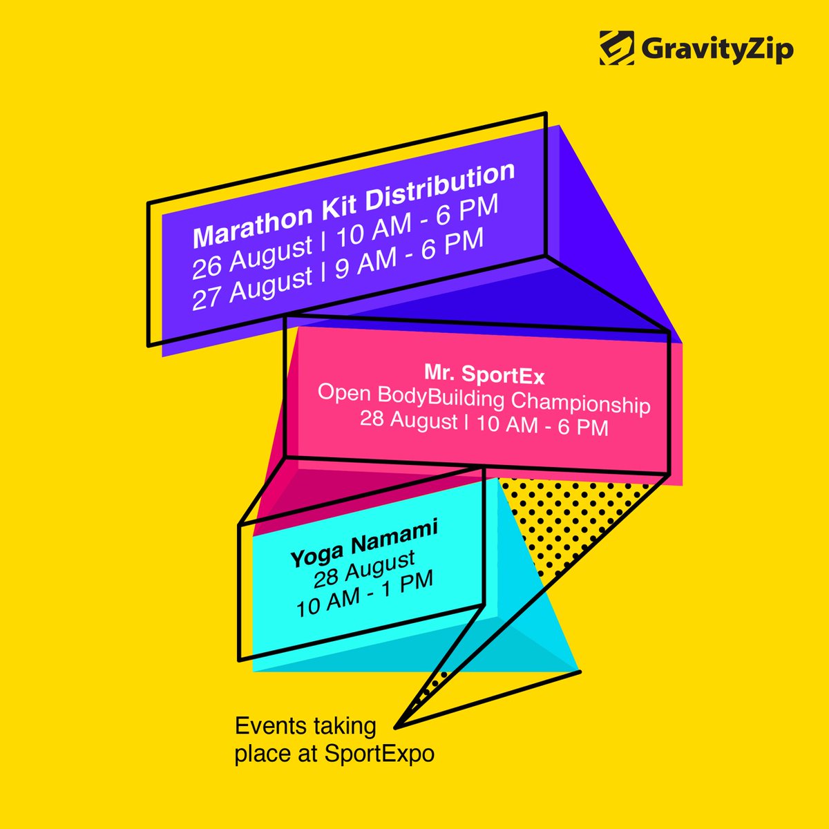 GravityZip's tweet photo. As “Adventure Partner” of Hitex SportExpo 2022 we invite you to join in and enjoy the various sports events.
It's a 3 Day Exhibition on Sports, Fitness, Nutrition &amp; Wellness products and services.

Come, find us at stalls B15 &amp; B16 to know more 

#GravityZip #DoItFeelIt https://t.co/7sj9VzEJGZ