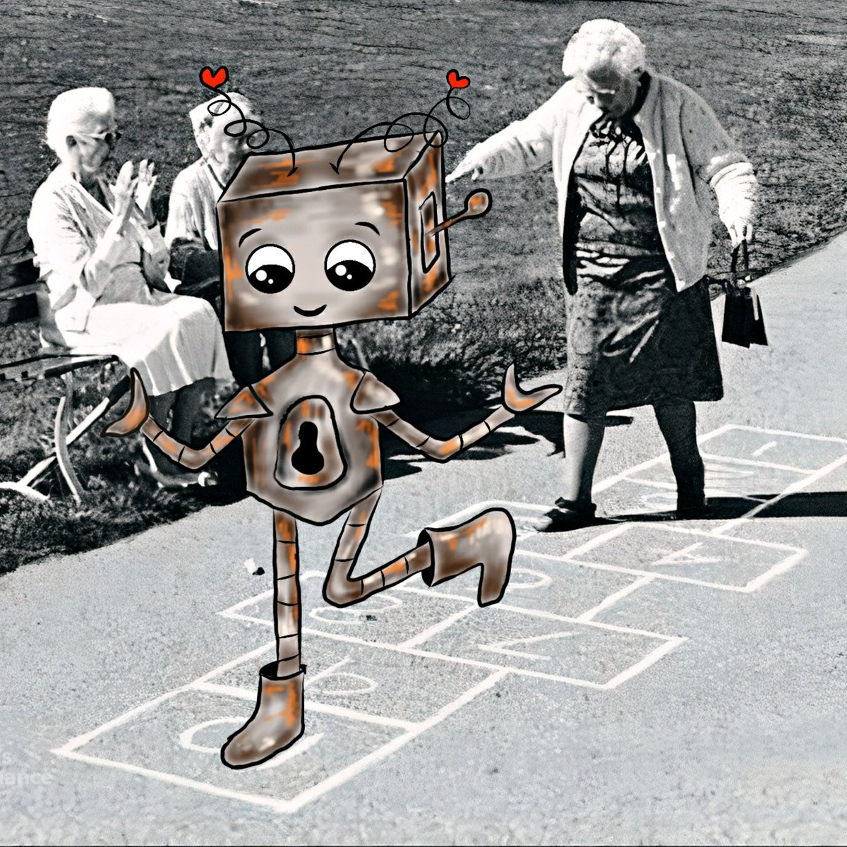 Day 1 &amp; day 2 #NFTs added on <a href="/formfunction/">Formfunction</a> 
💜30 days with 30 stories of "Lonely robot"😍

Day 2: "Hopscotch with grandma'"🎨
✅1/1
Reserve: 0.5◎ #SOL 
👇
formfunction.xyz/@shbtart

#SolanaNFTs #illustrationart #lonelyrobot #formfunction #nftart #Solana