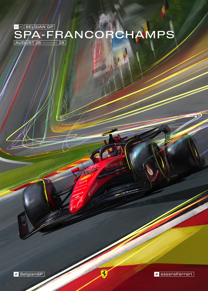 Scuderia Ferrari'nin #BelgianGP yarış posteri.