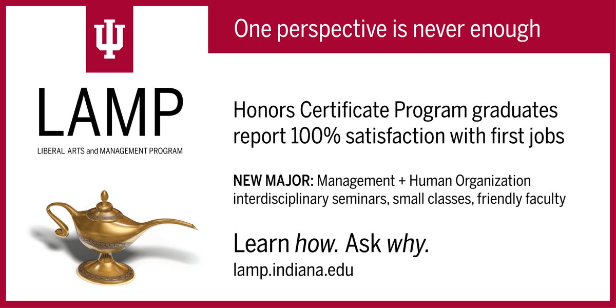 Indiana Daily Student (@idsnews) on Twitter photo AD: Open your mind, exercise your brain, enhance your resumé with the <a href="/IULAMP/">IU LAMP</a> Honors Certificate. Combines w any major in <a href="/IUCollege/">The College at IU</a> (including <a href="/IUMediaSchool/">IU Media School</a>). Popular with pre-meds, artists, finance/consulting types alike. For alumni profiles see: lamp.indiana.edu/News/june-2021… AD: Open your mind, exercise your brain, enhance your resumé with the <a href="/IULAMP/">IU LAMP</a> Honors Certificate. Combines w any major in <a href="/IUCollege/">The College at IU</a> (including <a href="/IUMediaSchool/">IU Media School</a>). Popular with pre-meds, artists, finance/consulting types alike. For alumni profiles see: lamp.indiana.edu/News/june-2021…
