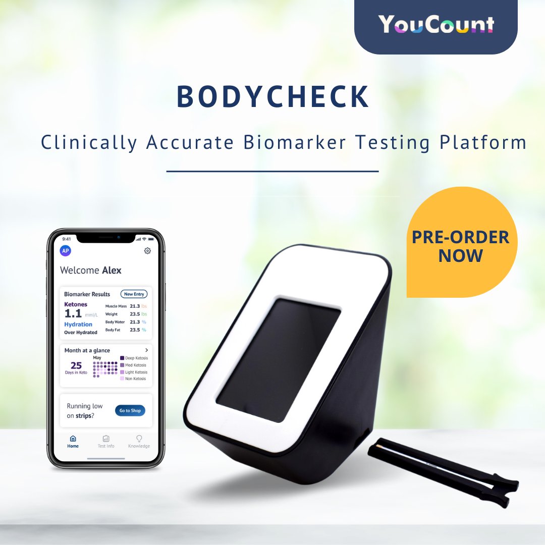 youcountinc's tweet photo. Pre-order BodyCheck from our website: https://t.co/mXnfynDOQU 

#YouCount #BodyCheck #keto #ketonetesting #ketones https://t.co/vyzKM1UoaF