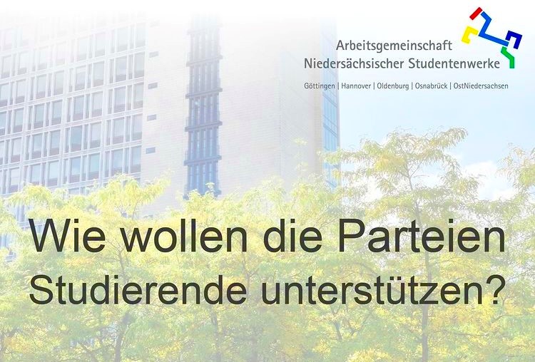 Kurz vor der Landtagswahl fragen die niedersächsischen Studentenwerke gemeinsam die Politik: Wie wollen die Parteien Studierende unterstützen? 
Hier schon einmal der Link zum STREAM der 
PODIUMSDISKUSSION, DO. 01.09.2022, 16:00 Uhr:
youtube.com/watch?v=Fy0RIc…
