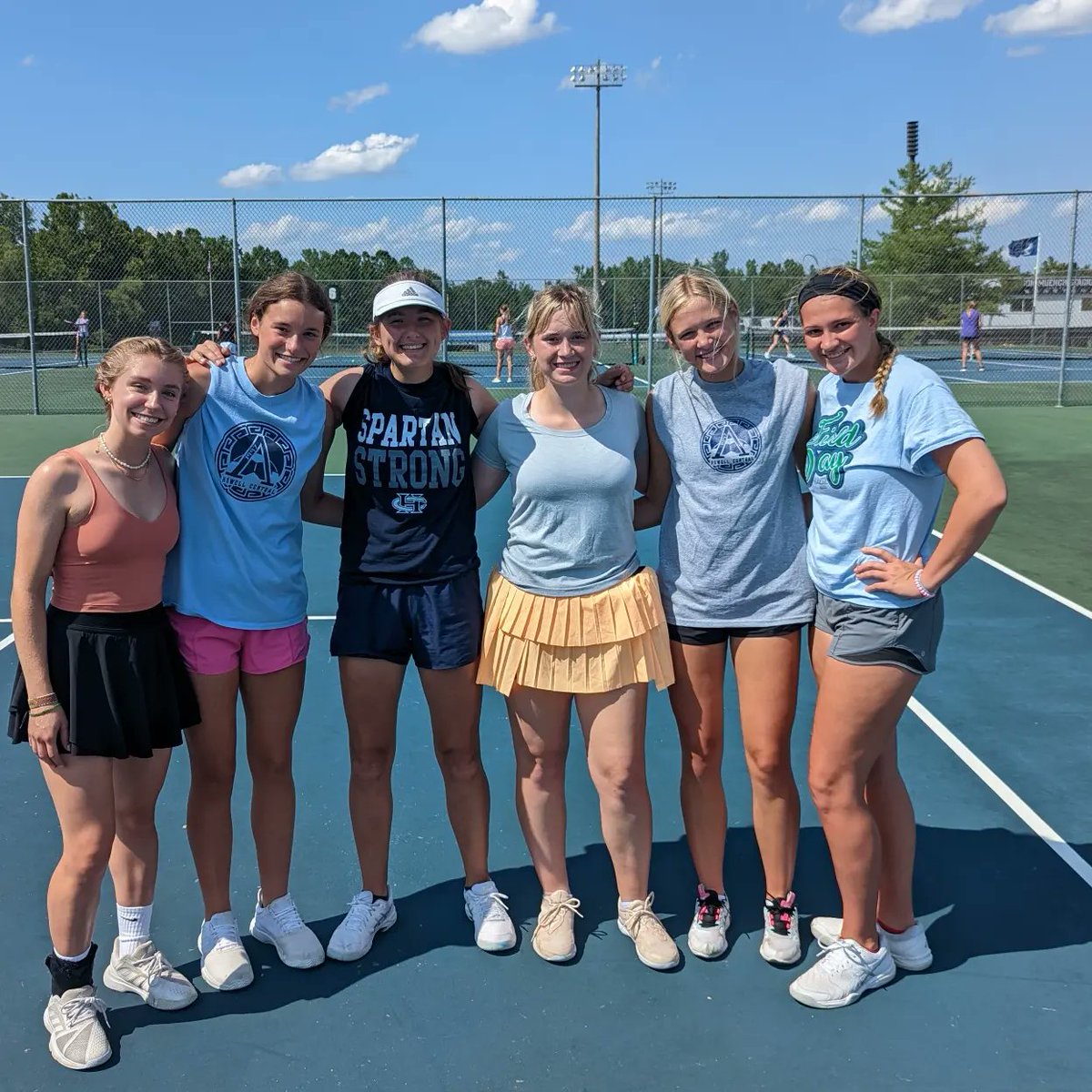 Top Six- Varsity Gold 
1. Kate Voges
2. Katie Groat
3. Addie Johnson
4. Kayla Fettig
5. Sam Deuser
6. Ava Sheehan 

Multi sport athletes always leading the way for your Spartan ladies tennis teams.