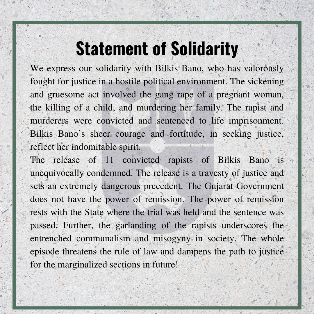 spacnlsiu's tweet photo. The power of remission rest with the State where the trial was held.Further, the garlanding of the rapists underscores the entrenched communalism and misogyny in society. The whole episode threatens the rule of law and dampens the path to justice for marginalized sections. https://t.co/a5qbJHJZEO