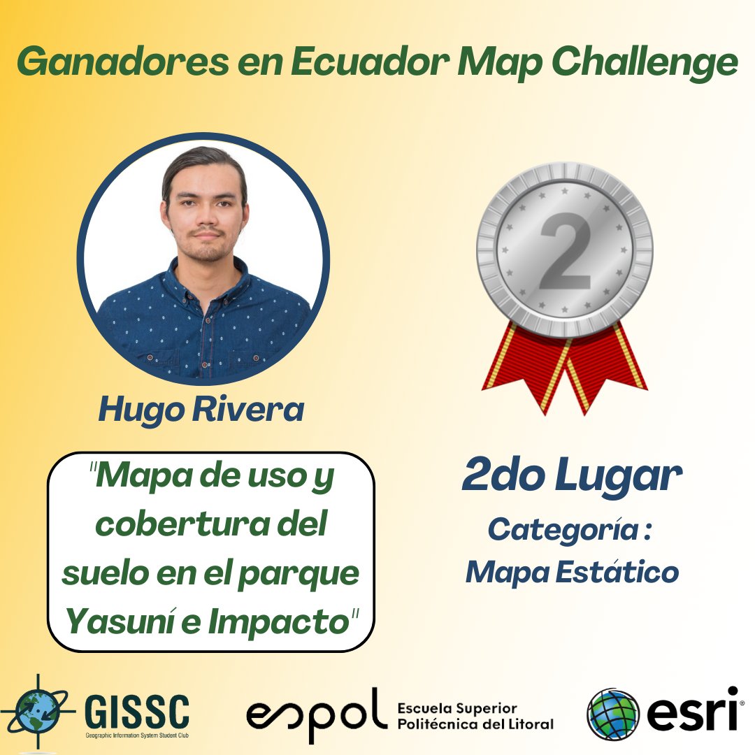 gissc_espol's tweet photo. Felicidades @HugoRicardoRiv1
🥈2DO LUGAR en la categoría “Mapa Estático"
#ADNEspol #OrgusollamenteGISSC #GIS #MapChallengeEcuador #mapas #ArcGIS https://t.co/j7ohhyGqGm