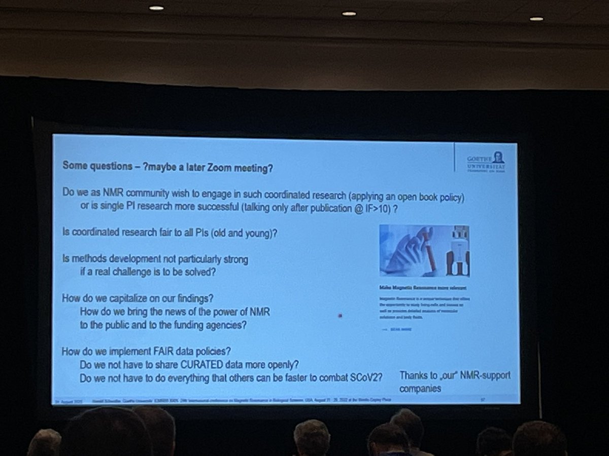 Strong message from Prof. Schwalbe <a href="/Schwalbe_BMRZ/">Schwalbe Lab</a> at the <a href="/ICMRBS/">NMR Community</a> #ICMRBS2022