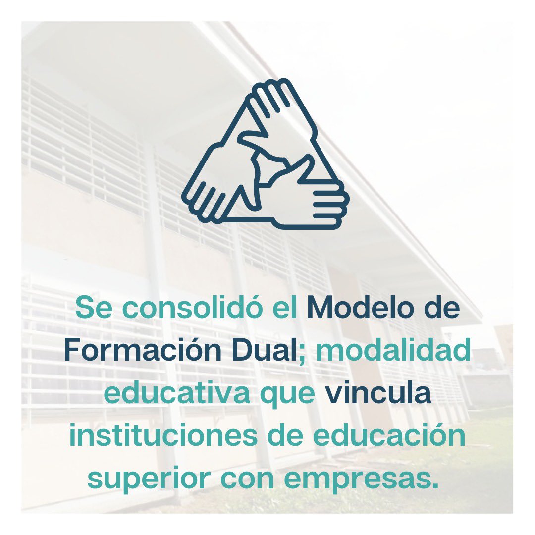¿Has escuchado hablar sobre el Modelo de Formación Dual? 🤔🫱🏽‍🫲🏼

✅ Conoce más aquí 🤩👉🏼bit.ly/3AJh1ap

#CumplidoAl100