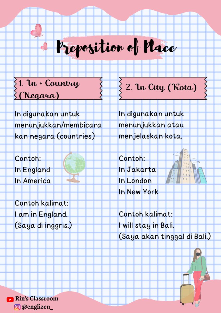 hermionyyye's tweet photo. CATATAN PENTING GRAMMAR UNTUK PEMBELAJAR PEMULA! ✍

PERBEDAAN IN, ON, AT DALAM BAHASA INGGRIS (PREPOSITION OF PLACE)! – Penjelasan Super Gampang + Penggunaan dan Contoh Kalimatnya! 📚✨

- a thread https://t.co/xetXPM1S4E