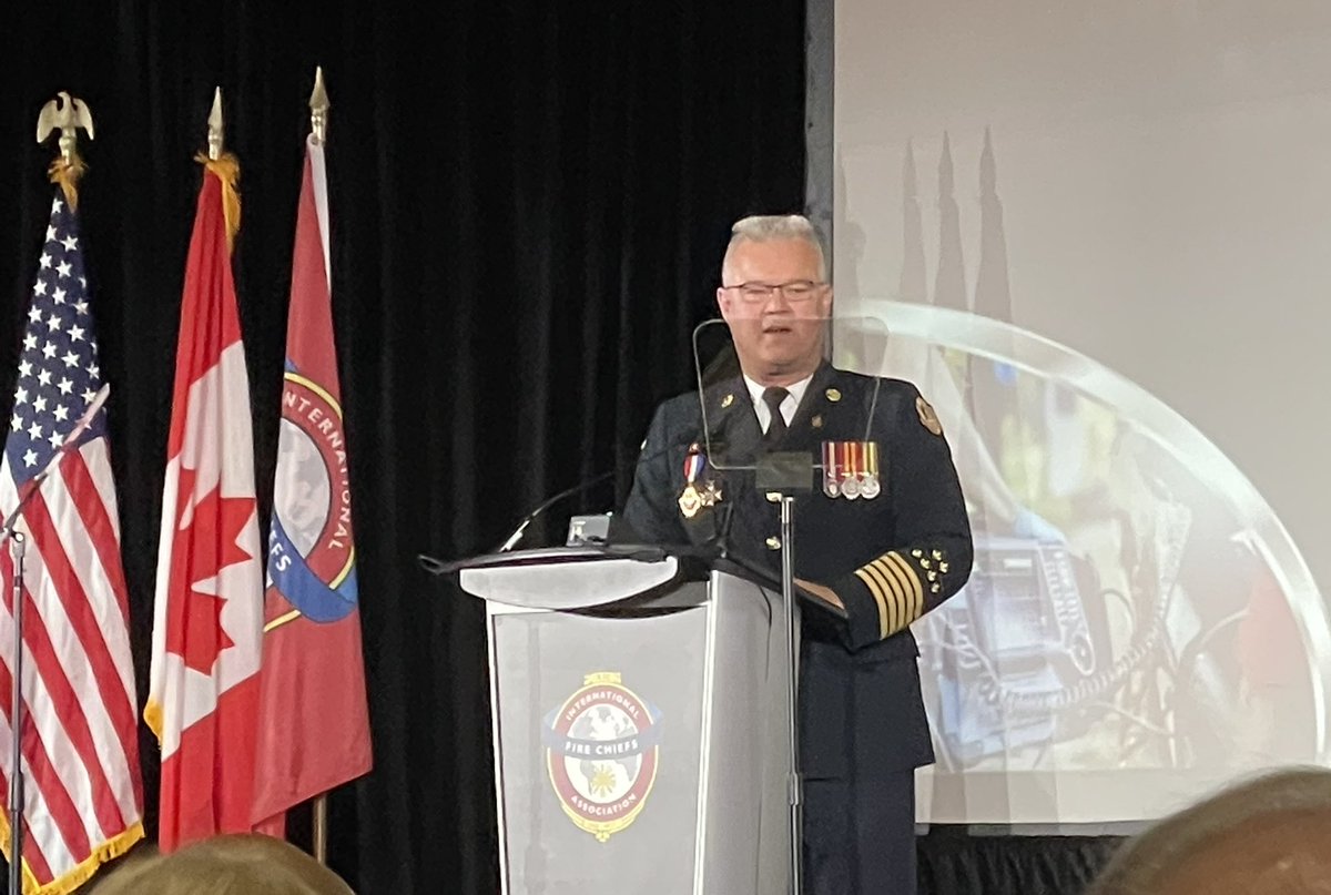 ChiefRobBrown's tweet photo. @IAFCPresident and @hfxfire Chief @KStuebing addresses the @IAFC membership at the opening of #FRI2020 in San Antonio, TX - “The IAFC is strong…” https://t.co/fX1zXExyYM
