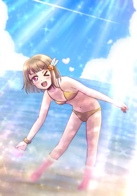 从cι˘σ ᴗ σ˘* かすみんだってナイスバディな水着姿で皆をメロメロにするくらいでき…できま……グヌヌ#中須かすみ #虹ヶ咲 #水着 (夏が終わる前に水着絵描きました) 