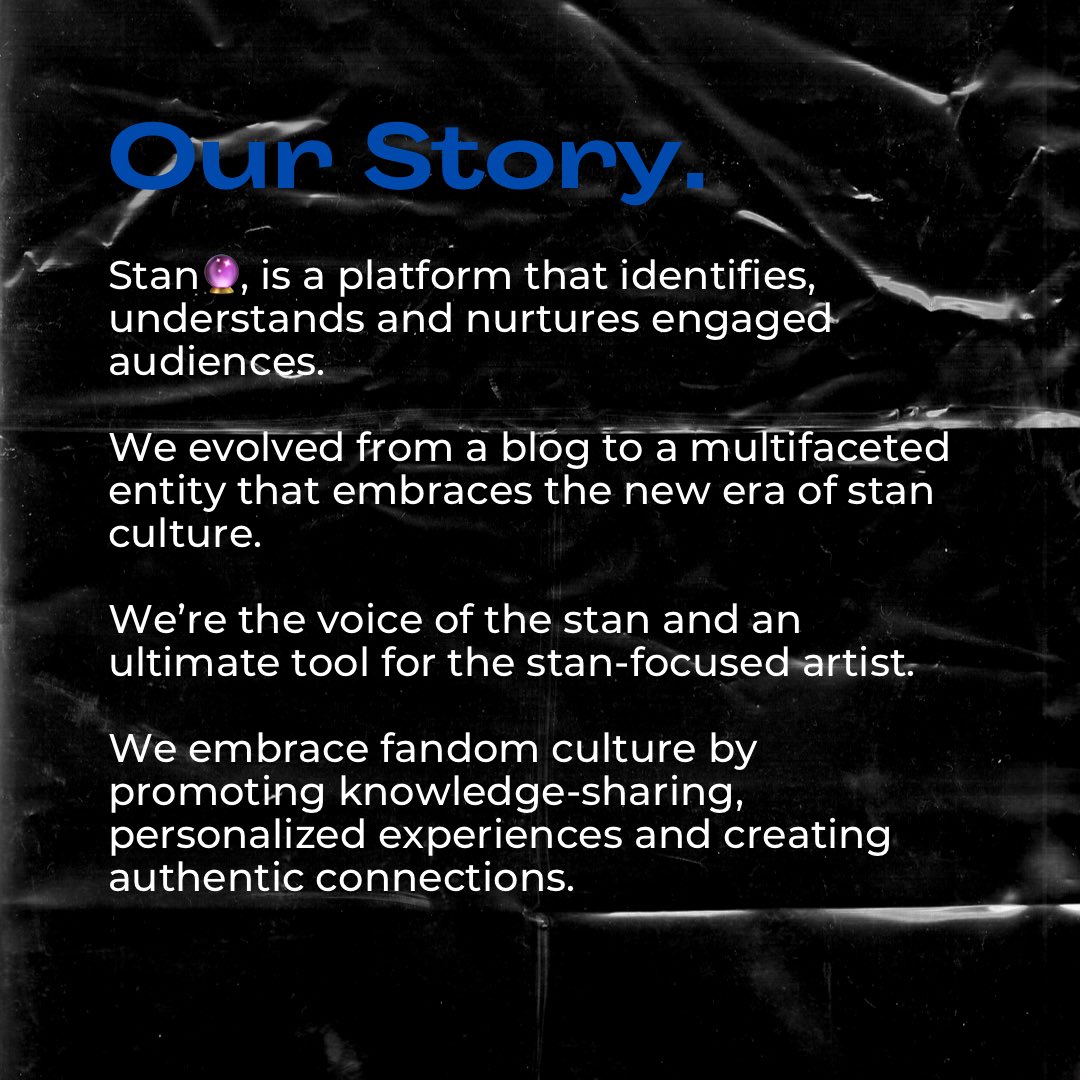 buildingstans's tweet photo. We are prioritizing authentic
fan connections, personalized experiences and knowledge-sharing; we reward
creators and fandoms.

#Standom🔮
#Stan #stanverse
#buildingstans #StanCon https://t.co/r8zD8yRjQB