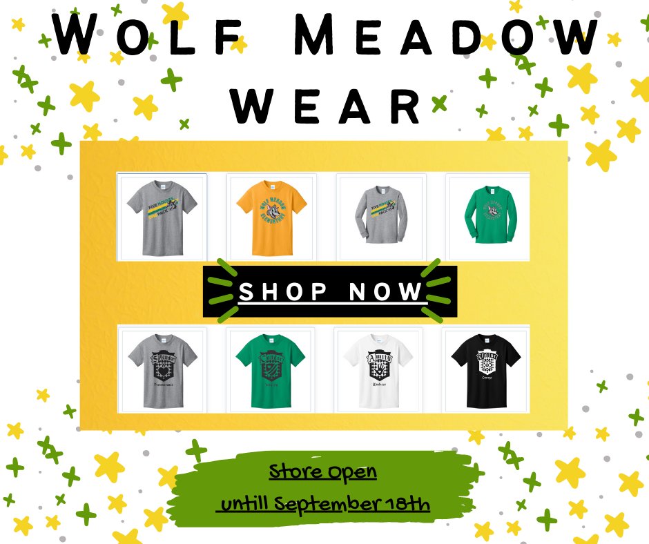 WolfMeadowElem's tweet image. WOLF MEADOWS SPIRIT STORE IS NOW OPEN!!!!
💚 Race on over to get your WMES apparel ordered today! 💛
22wolfmeadow.itemorder.com/shop/sale/
#WMES #ourpackisontrack #fivehousesonepack