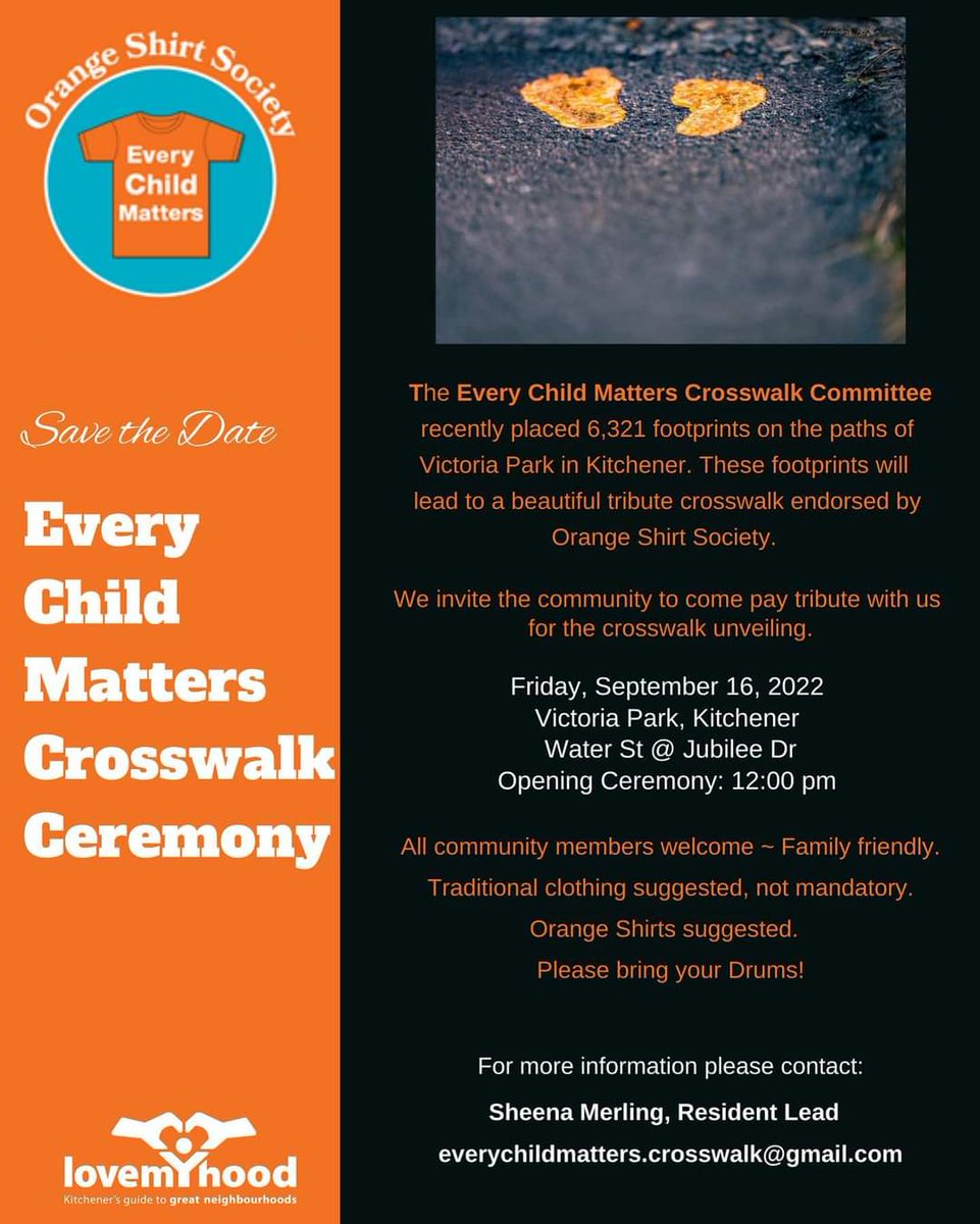 Official Invite. Please Share @orangeshirtsociety @everychildmatters_crosswalk #dtkitchener #victoriaparkkitchener