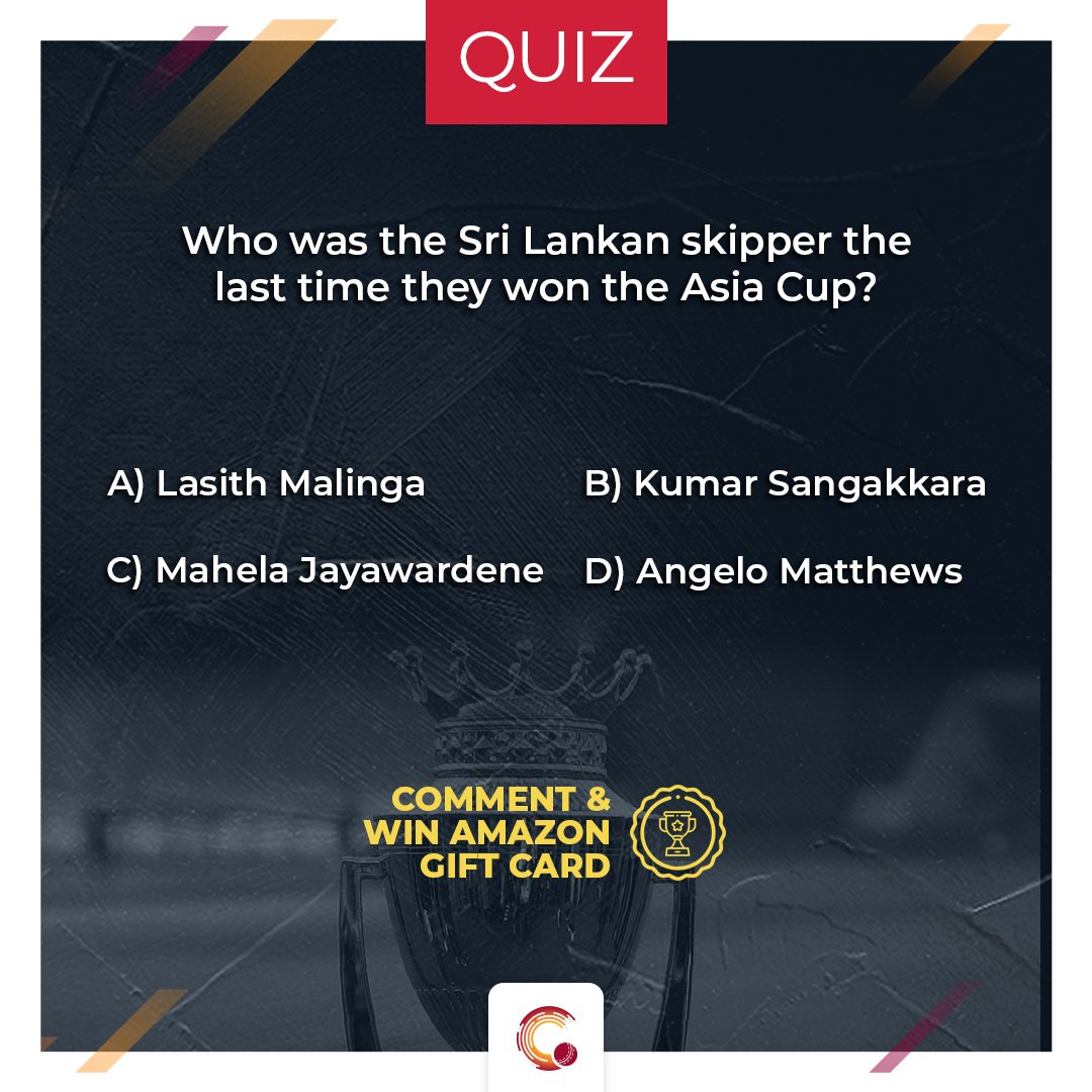 weRcricket's tweet photo. 🚨 Final Question! Follow all rules, answer all five correctly and stand a chance to win vouchers 🎟️

Contest remains open till 7 PM tomorrow! 👀

#CricketDotCom #AsiaCup #AsiaCup2022 #ContestAlert #Giveaway https://t.co/o7QqXzrD8c
