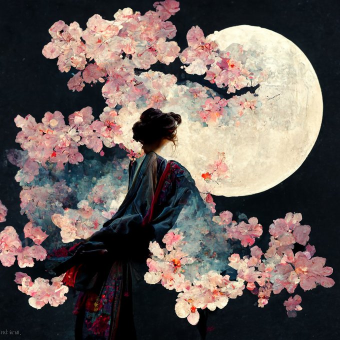 桜に魅入られてる Midjourney 