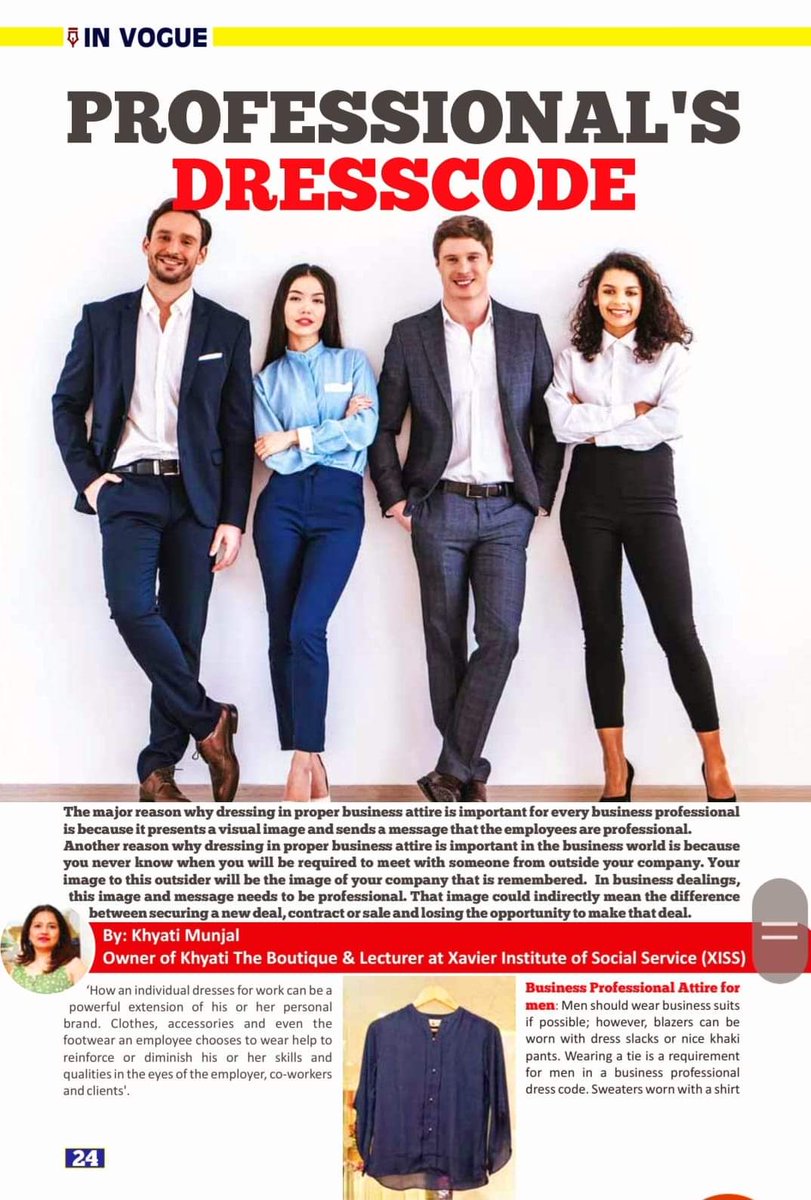 khyati_munjal's tweet photo. My Fashion Article in a leading Magzine of Ranchi❤️ #ProfessionalDressCode https://t.co/J9qlnzOt2l
