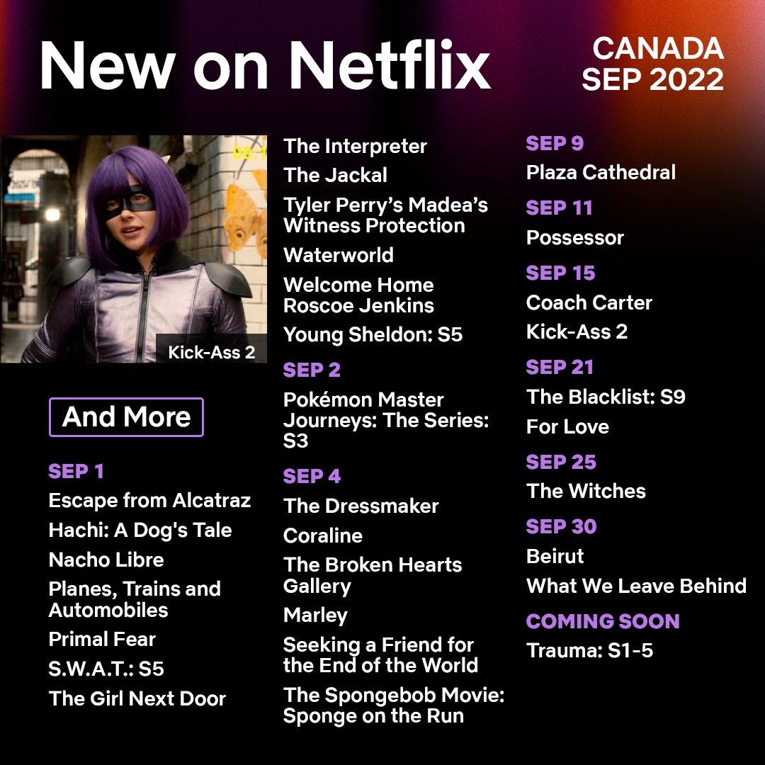 Netflix_CA's tweet photo. here's a look at what's coming in september 👇 https://t.co/3HIc89sBHZ