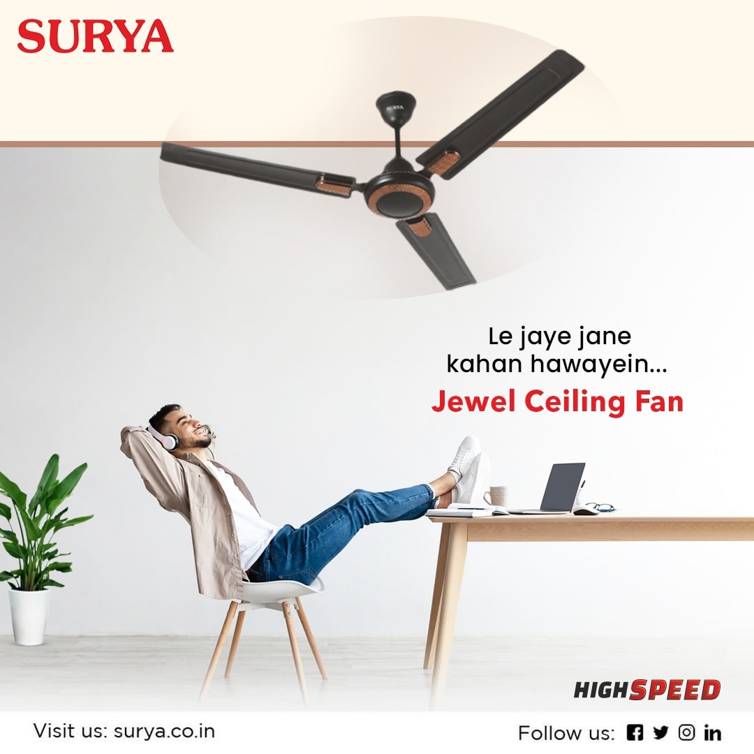 surya_roshni's tweet photo. Hawa Aisi Jo Thandak Le Aaye... Surya Jewel Ceiling Fan.
Visit us at- https://t.co/M1TG7f5xYd
#Fans #Surya #SuryaFans #SuryaAppliances #Appliances #HomeAppliances #CeilingFans #Summers #HomeDecor #InteriorDesign #India #SuryaJewel #HighTechFans #HighSpeedFans #JewelCeilingFan https://t.co/sVBWEpmZCy