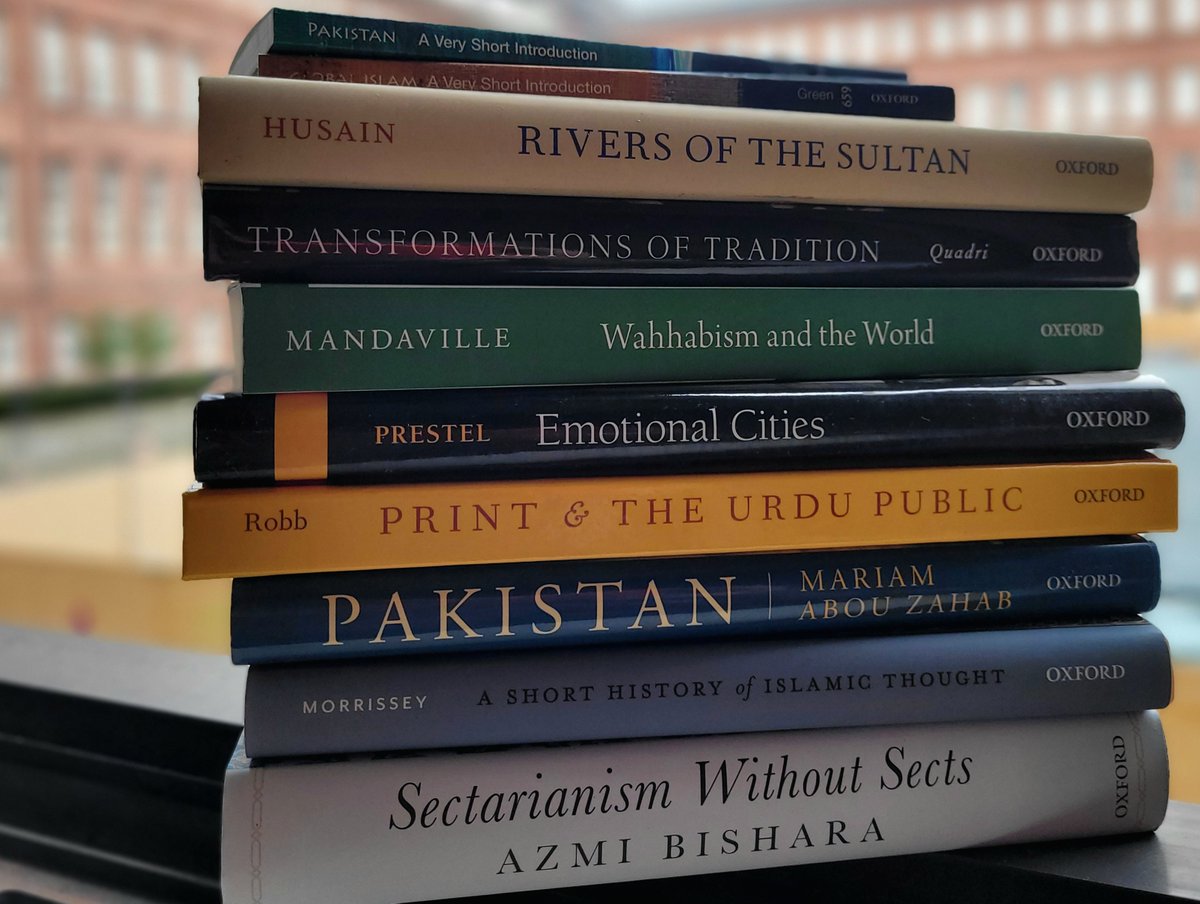 Simon_W_Fuchs's tweet photo. The beauty of doing extensive work for @OxUniPress is that - at a sudden, happy stroke - you're physically surrounded by the printed, brilliant thoughts of so many great colleagues, such as @MeganEatonRobb, @fitzmorrissey, @pippavirdee, @AzmiBishara, @pmandaville, @JBPrestel, the https://t.co/dXdwu5hf2A