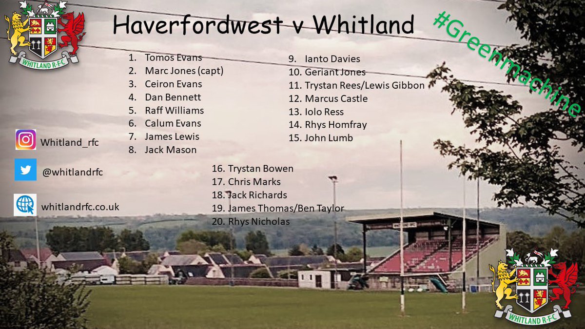 whitlandrfchome's tweet image. Our 1XV squad to play @HRFCBlues this evening in the Pembs cup #greenmachine #cup