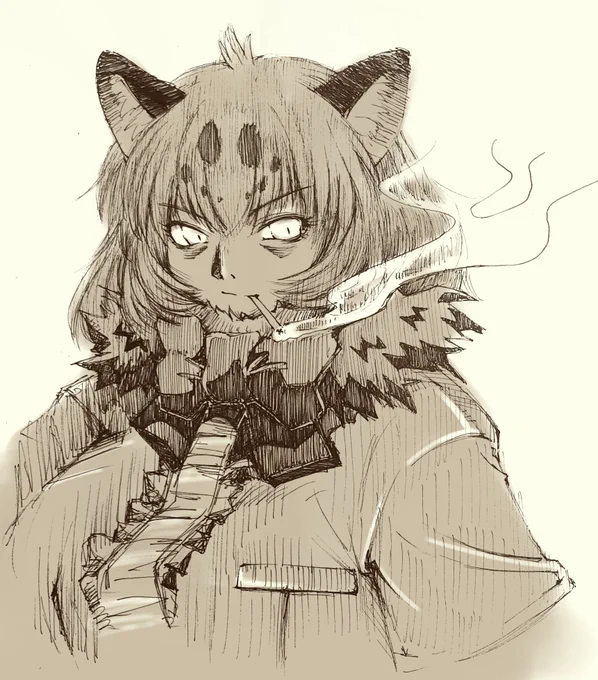#けものフレンズ単にカラーが面倒だからとモノクロで描いたやつもこのタグを付けて上げてみたらもしかしたらそういう画風だと思ってもらえるんじゃないかテスト受けが良かったら続けます#単色フレンズ 
