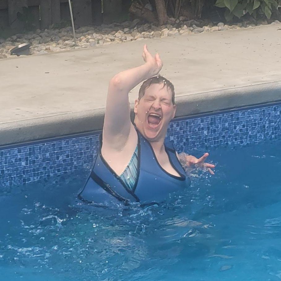 PCL_KW's tweet photo. Thank you Michelle V. for hosting an end-of-summer pool and pizza party at her home for our friends in SIL and the day program.  Ler Ler was super excited to show everybody her swimming skills that she has been working on during her recent lessons at the Waterloo Rec Center. https://t.co/ddOZeJuat0