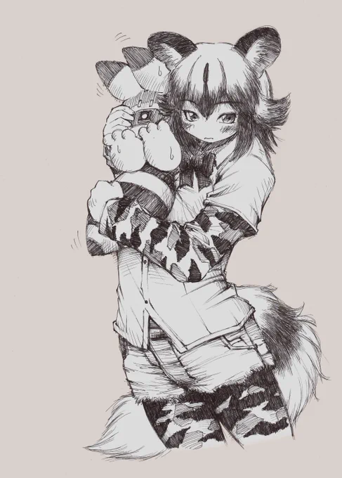 #けものフレンズ単にカラーが面倒だからとモノクロで描いたやつもこのタグを付けて上げてみたらもしかしたらそういう画風だと思ってもらえるんじゃないかテスト受けが良かったら続けます#単色フレンズ 