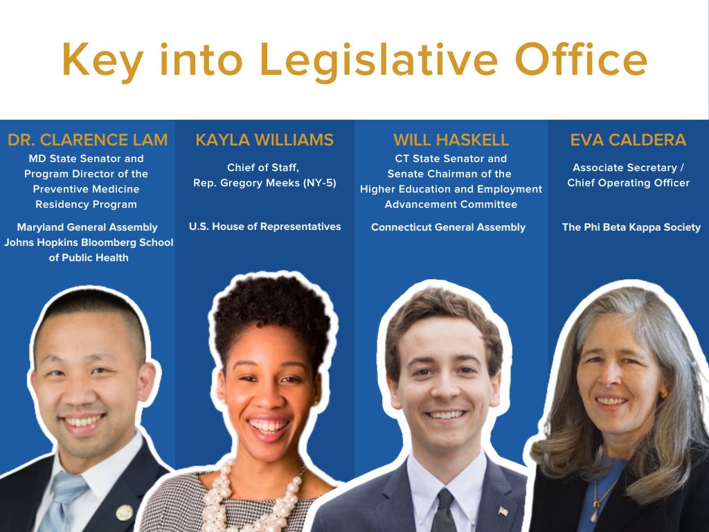 PhiBetaKappa's tweet photo. Thinking about working for a #legislative office or even running yourself? Watch our 2022 Key Into Public Service session featuring @ClarenceLamMD @WillHaskellCT and Kayla Williams. #PBKPublicService https://t.co/gf6AfEQmjy https://t.co/oMtQ6qx7U1