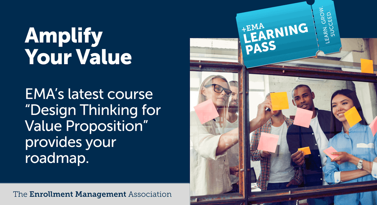 EnrollmentORG's tweet photo. Rise above the competition with a carefully crafted value proposition. In EMA’s latest #LearningPass course, @gregbamford will teach you how to apply a design thinking approach to refine your value proposition. Check out the course curriculum: https://t.co/j4doTkNnjG https://t.co/cW9RAljnsJ
