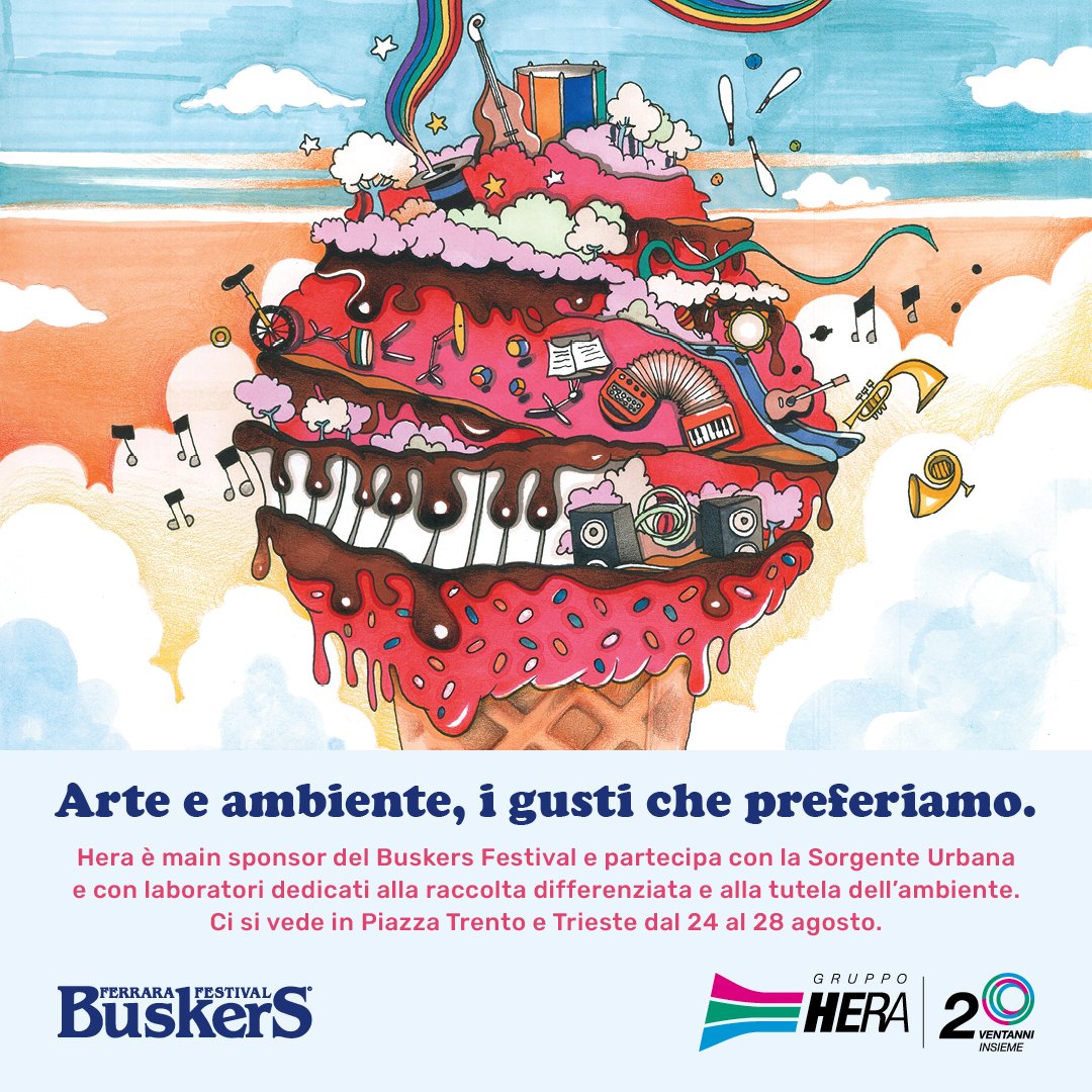 GruppoHera's tweet photo. Inizia oggi il @FerraraBuskers! Il #GruppoHera, main partner della manifestazione, oltre a installare l’ormai consolidata #SorgenteUrbana, promuove diverse attività sul fronte della #SostenibilitàAmbientale per grandi e piccini. Scoprile 👇
https://t.co/EjzhMDrwmP https://t.co/H9nSeGuPsx