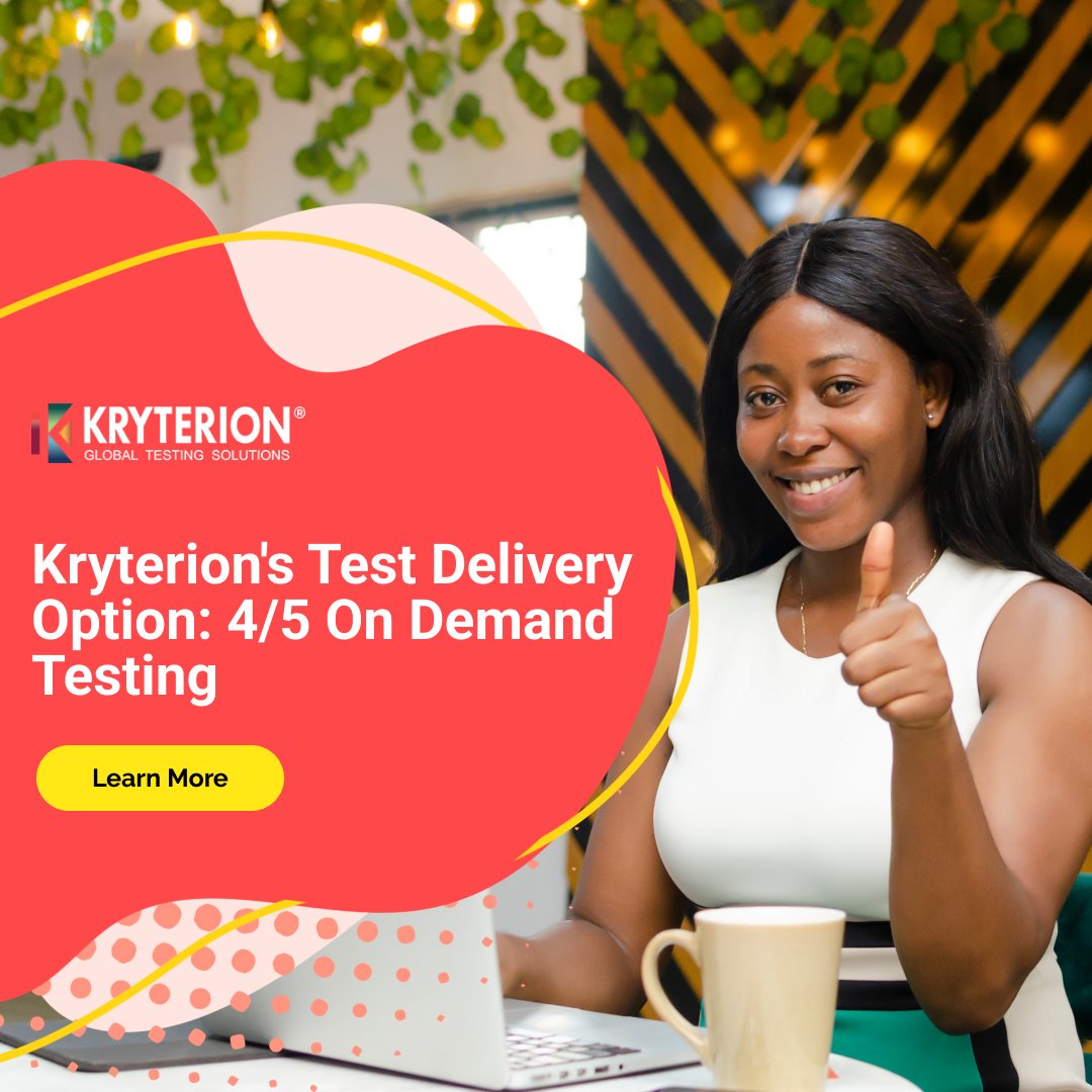kryterion's tweet photo. Offer candidates convenient online testing on demand. Day or night. Unproctored! Ideal for practice tests and self-assessments. One more scalable solution, courtesy of Kryterion. (2 mins) Learn more: https://t.co/Ueqe7KPYBU #certification #ondemandtesting #credentialing https://t.co/lAJG8ua10A