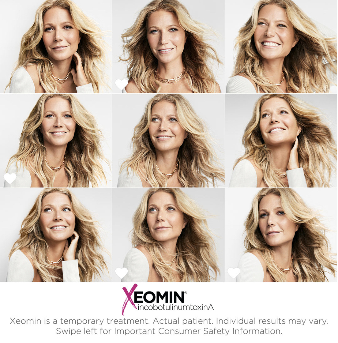 Gorgeous at every angle, @gwynethpaltrow treats her frown lines with #Xeomin because it’s double filtered, meaning it’s active ingredient contains only what you need for treatment. 💉📲Call us to book a consultation today at any of our locations! #HelloXeomin #rmedspa #injection