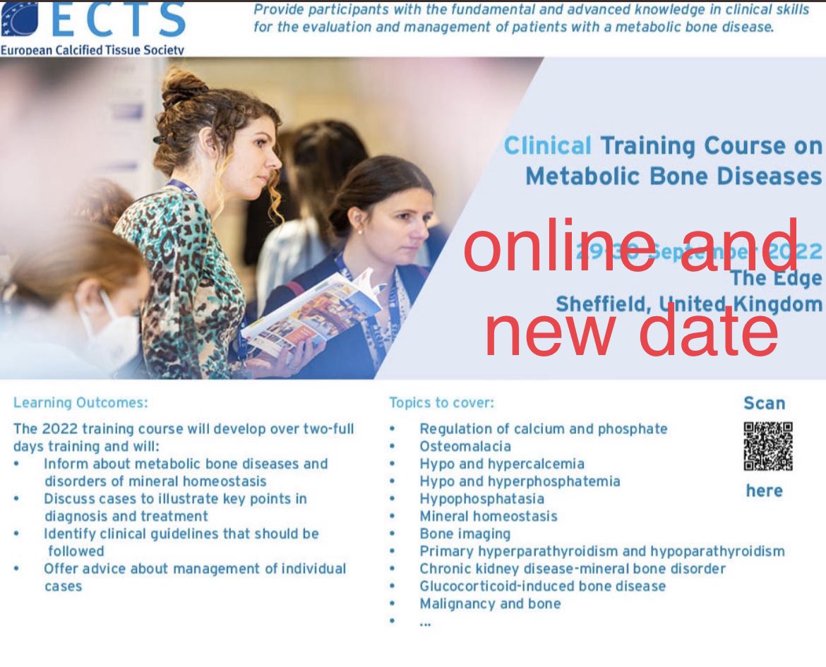 ECTS_science's tweet photo. Important information! The ECTS clinical training course will be online later this year. We keep you updated. #ECTS #bone #osteology #training #boneimaging https://t.co/ynrnNoH6vp