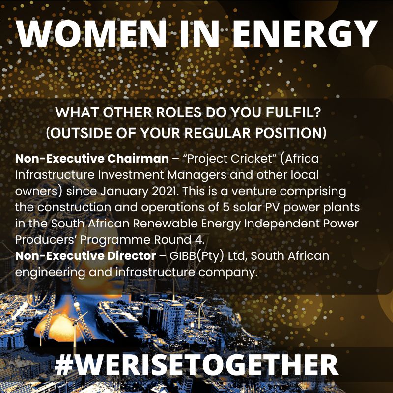 EnlitAfrica's tweet image. 💡 Spotlighting the phenomenal @80Fev: Chairman and founder of Trenex (Pty) Ltd AND Chairlady for @SANEANPC.
 
We caught up with this powerhouse of a woman to gain valuable insights into her career journey, the different roles she fulfils and what it’s like to be a #WomenInEnergy