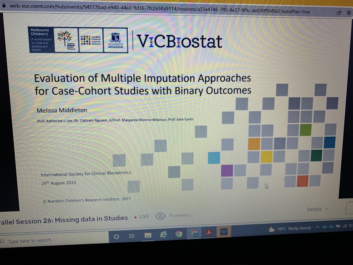 Susie Ellul (@susieellul) on Twitter photo Great, very clear presentation on MI in case-cohort studies when we are looking at binary outcomes 👍Important practical implications discussed by <a href="/MK_Middleton/">Melissa Middleton</a> Look forward to seeing a preprint soon :) #ISCB43 Great, very clear presentation on MI in case-cohort studies when we are looking at binary outcomes 👍Important practical implications discussed by <a href="/MK_Middleton/">Melissa Middleton</a> Look forward to seeing a preprint soon :) #ISCB43
