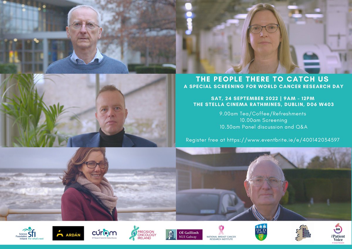 Join us @StellaRathmines for a special screening of 'The People There to Catch Us' on World Cancer Research Day, Saturday, Sept 24th at 10am with doors open 9am. Admission is free but please register at eventbrite.ie/e/400142034597 @scienceirel @CarbonatedComet @ardan_ie @sthompsonIT
