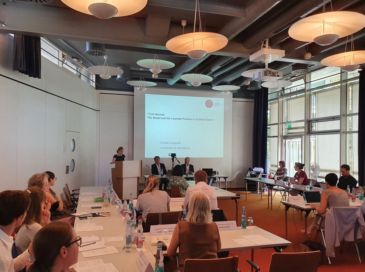 DLAMarbach's tweet photo. ›Literature in the Nobel Era: Regimes of Value‹, international symposium from 24 to 26 August at #DLAMarbach. Welcome by Anna Kinder, DLA, Introduction to Literature in the Nobel Era by Carlos @spoerhase and Jørgen Sneis, @unibielefeld. Program: https://t.co/yd7XBIzzX2 https://t.co/hN7FPlznNT