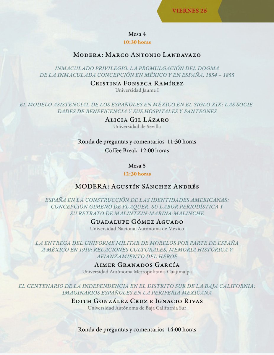ComInstUMSNH's tweet photo. #UMSNH #MejorQueNunca #IIH 
Seminario Internacional México-España en el largo siglo XIX: imaginarios, representaciones, discursos.
📍 Jueves 25 y Viernes 26 de agosto 2022
📍 Auditorio "Dr. Enrique Florescano" del Instituto de Investigaciones Históricas https://t.co/0RinfKxdux