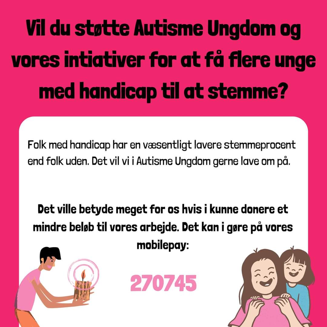 PrivatNissen's tweet photo. At afgive #stemme til et #valg er en af de mest direkte måder at udøve sin politiske deltagelse på. MSK med psykiske lidelser og udviklingsforstyrrelser el. -hæmnings valgdeltagelse er 16-27 %point lavere end gruppen af stemmeberettigede uden en
diagnose.
STØT @autismeungdom https://t.co/hOrKtD3UAI