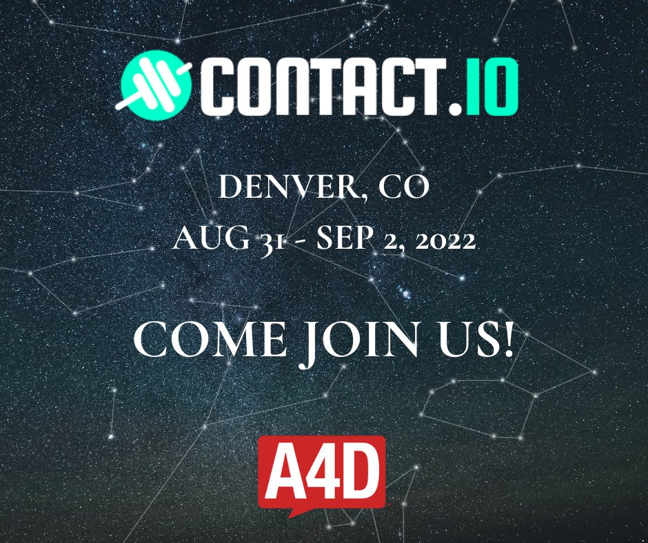 We'll be at Contact.IO in beautiful Denver, CO next week! Come chat with John Vogel, Senior VP - Network Operations, to discuss what is hot right now and how we can help you scale. Email johnv@a4d.com to schedule a meeting today!

#a4d #contactio #callcenters