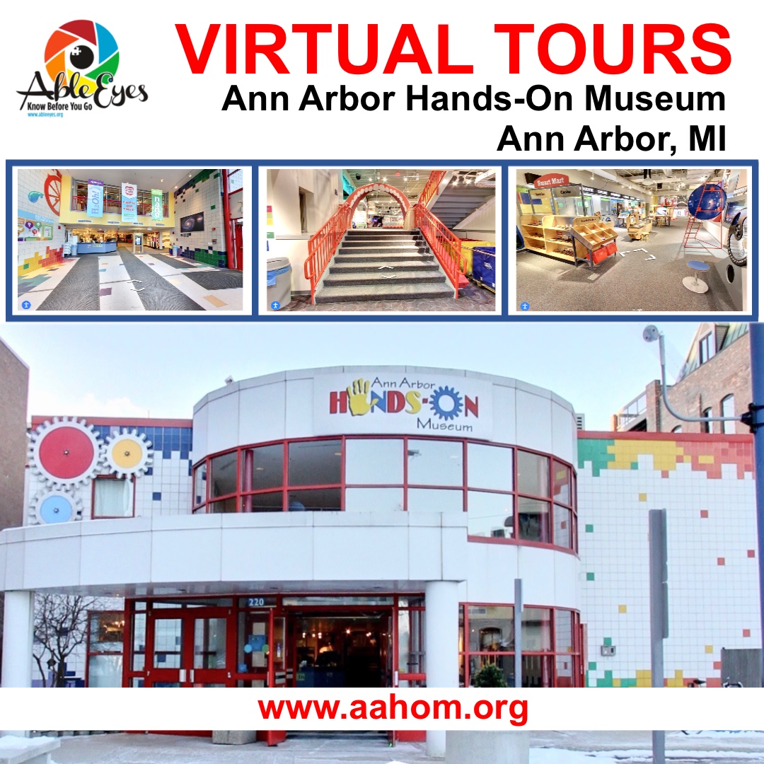 GoAbleVu's tweet photo. Ann Arbor Hands-On Museum – Ann Arbor, MI. Our Vision is a world where curiosity today leads to more...  @ableeyes.org/virtual-tours/ann-arbor-hands-on-museum-ann-arbor-mi/  #AbleEyesAccessible #AbleEyes #Accessibility #KnowBeforeYouGo #VirtualTours #Autism #Anxiety #Disability https://t.co/GymeN02cOq