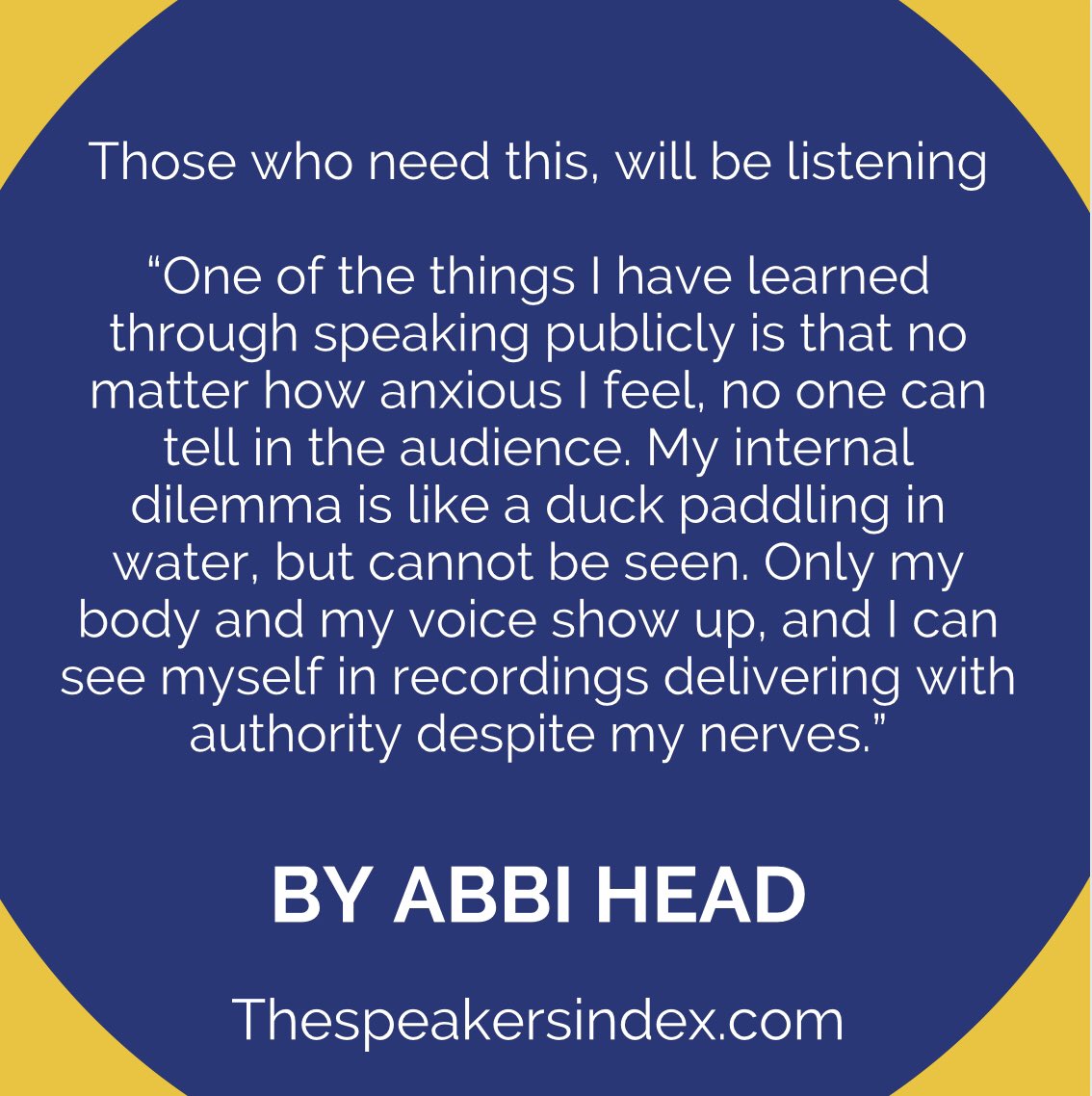 Speakersindex's tweet photo. An excerpt from THE SPEAKERS JOURNEY by @littleprrock Abbi Head #speakersindex #author #publicspeaker https://t.co/1hTPkq7JMQ