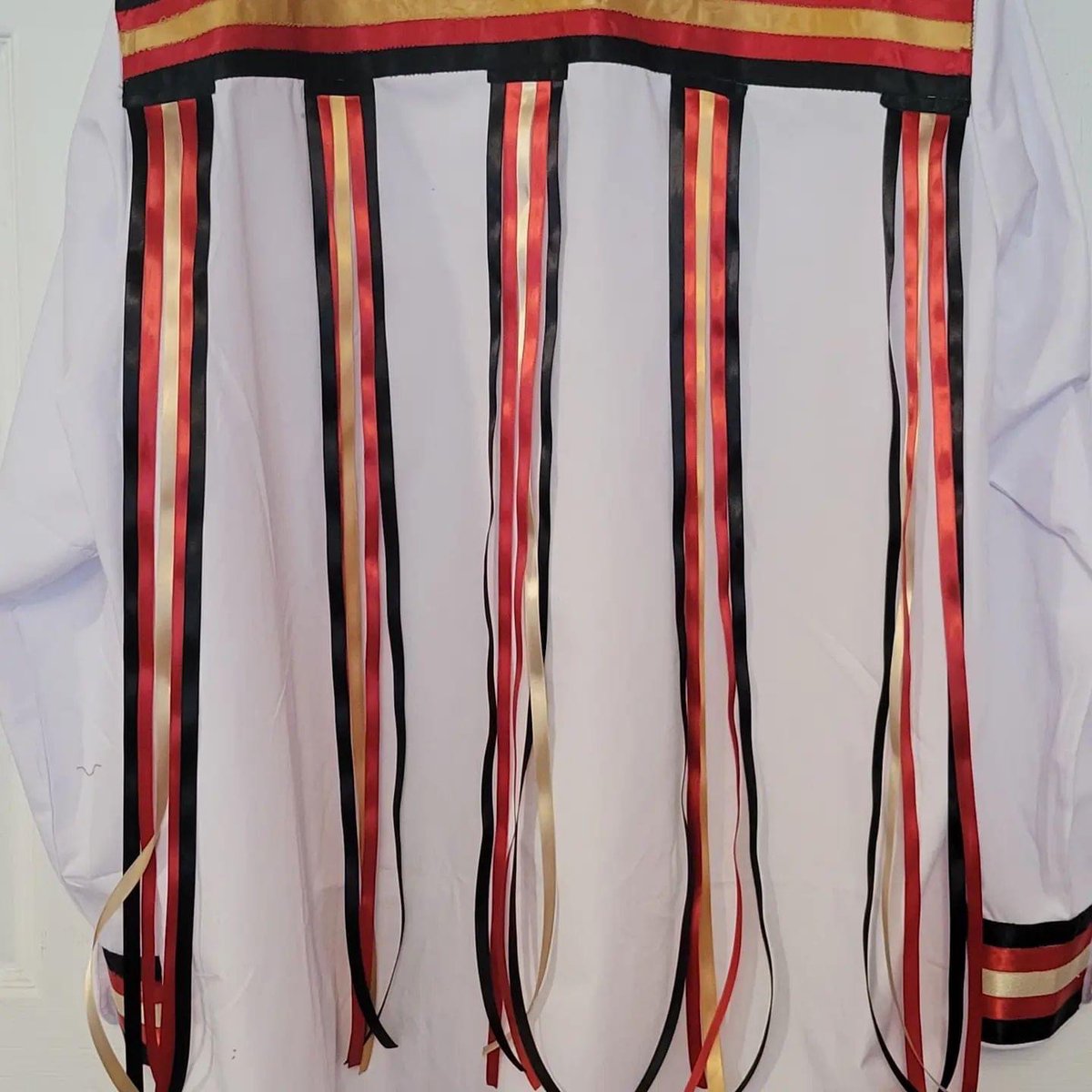 Introducing Rama Fire's  very first ribbon shirt.We developed this shirt as a surprise gift for Assistant Chief Simcoe. Notice his doodem (clan) Adik (Caribou) was added to make this one of a kind shirt extra special. Chi Miigwech for all that you do for us and the community.
