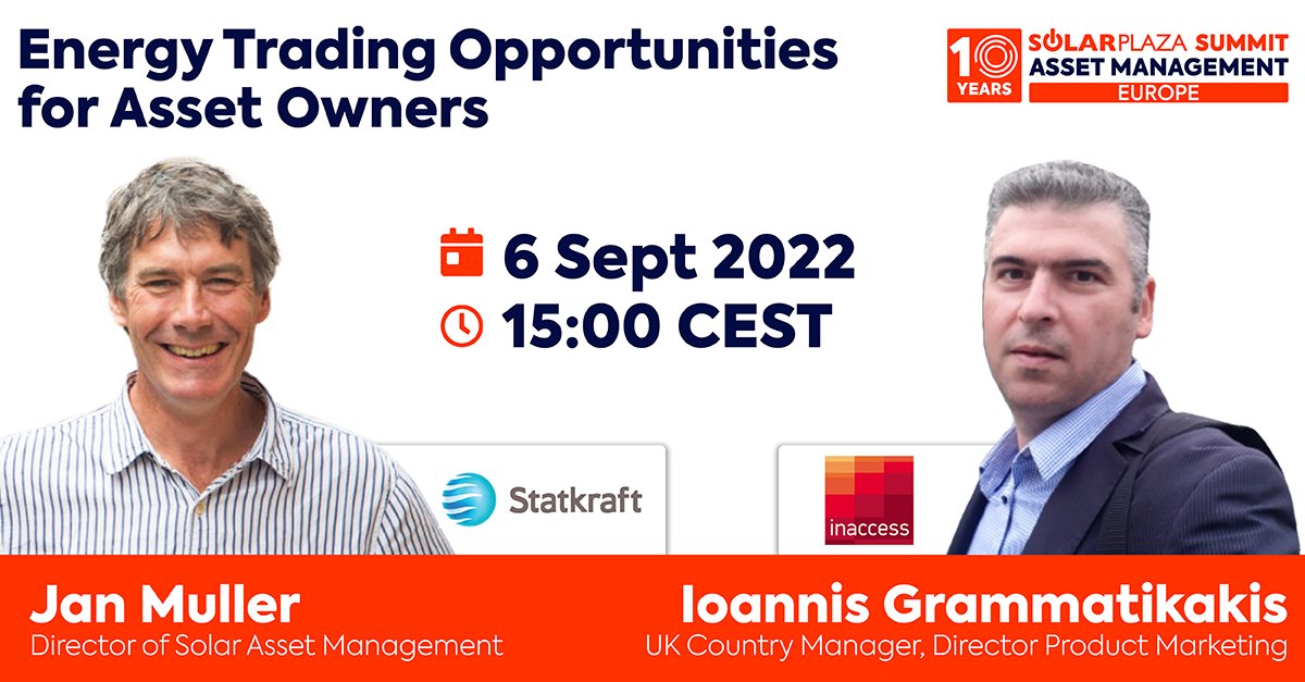 solarplaza's tweet photo. We are in the midst of a complete shift in the way we view our electricity needs. Join this webinar with Jan Muller (@Statkraft) &amp; Ioannis Grammatikakis (@InaccessGroup) to find out how the market has shifted and what this means for asset operators. 
🎥https://t.co/oEgjChY80a https://t.co/pQ3RTa2Cta