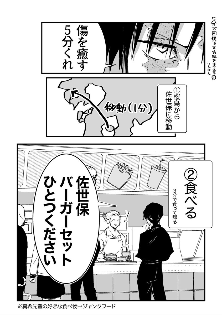 本誌ネタ漫画。
🪵先輩5分回復方法を考える。 