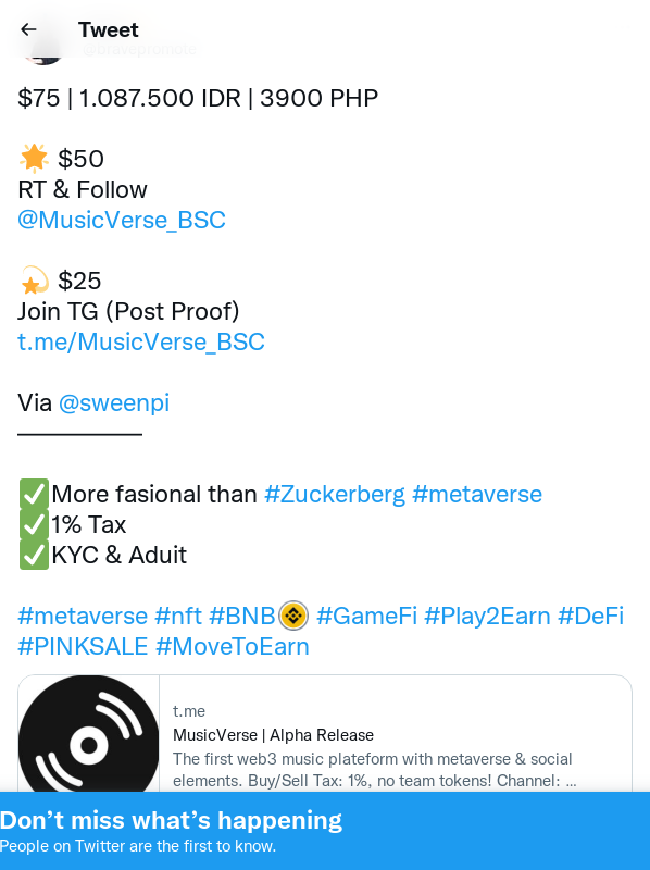 sweenpi's tweet photo. 🚨 Contest by @bravepromote cancelled due [Tweet Deletion]. Elaboration to the contestants will be appreciated.

Details:
🗳 Entries: 172
⏳ Runtime: 5 minutes https://t.co/4j4ke6tiCy