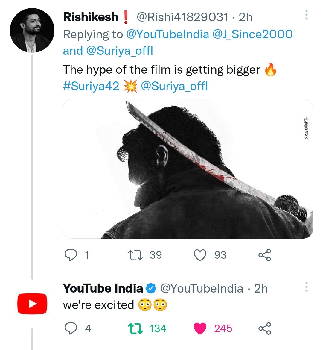 rishi__kesh_'s tweet photo. @YouTubeIndia 😍

All eyes on #Suriya42  👀🔥

@Suriya_offl @directorsiva @ThisIsDSP https://t.co/y8yBZzjJkM