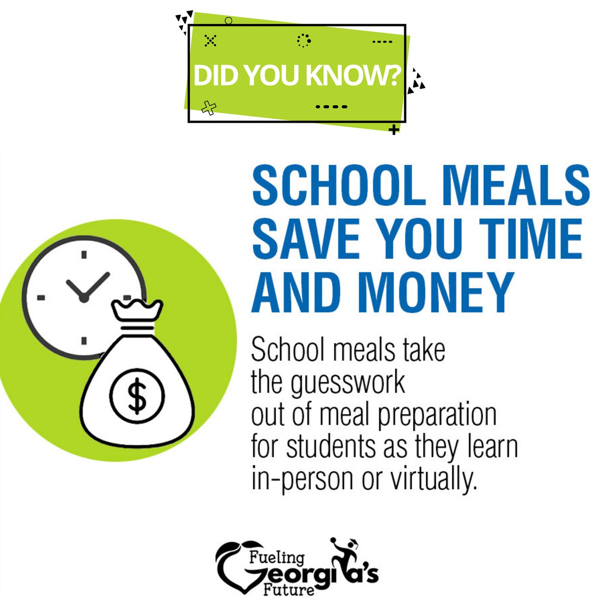 GaDOENutrition's tweet photo. Just one of many great reasons to eat school meals today and every school day.
More reasons in our printable poster: https://t.co/1YKIjJzBS8
@georgiadeptofed #FuelingGA #KeepGAFed #KeepGALearning https://t.co/raALFFDy3o