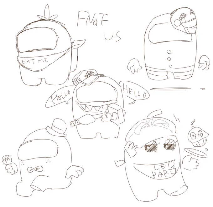 Among UsなFNaF描いて寝るんよ 