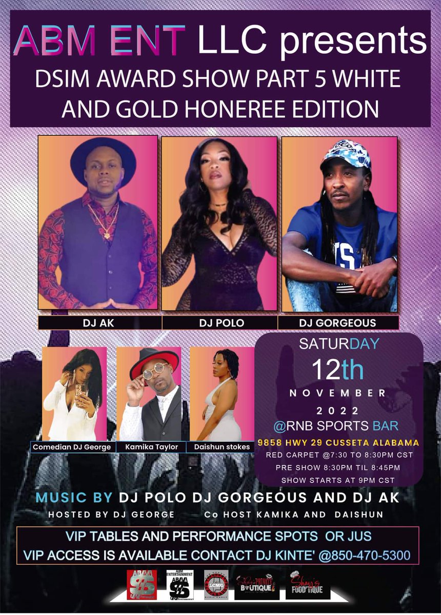DNT miss it #DSIMAWARDSHOW NOV 12TH @THERNBSPORTS BAR